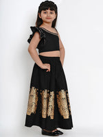 Thumbnail for NOZ2TOZ Black Printed Lehenga & Blouse Set For Girls - Distacart