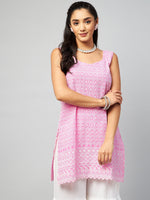 Thumbnail for InWeave Women's Pink Sweetheart Neckline Kurta - Distacart