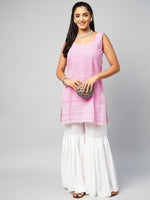Thumbnail for InWeave Women's Pink Sweetheart Neckline Kurta - Distacart