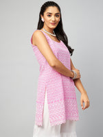 Thumbnail for InWeave Women's Pink Sweetheart Neckline Kurta - Distacart