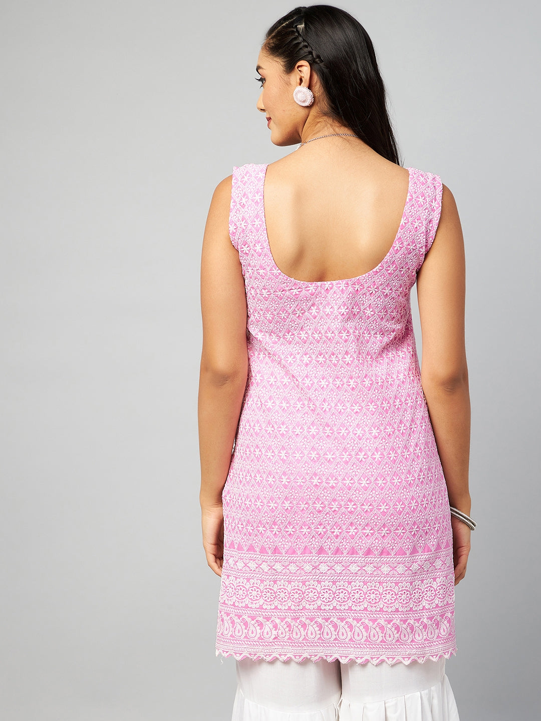 InWeave Women's Pink Sweetheart Neckline Kurta - Distacart