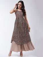Thumbnail for InWeave Women's Maroon Kalamkari Strappy Kurta - Distacart