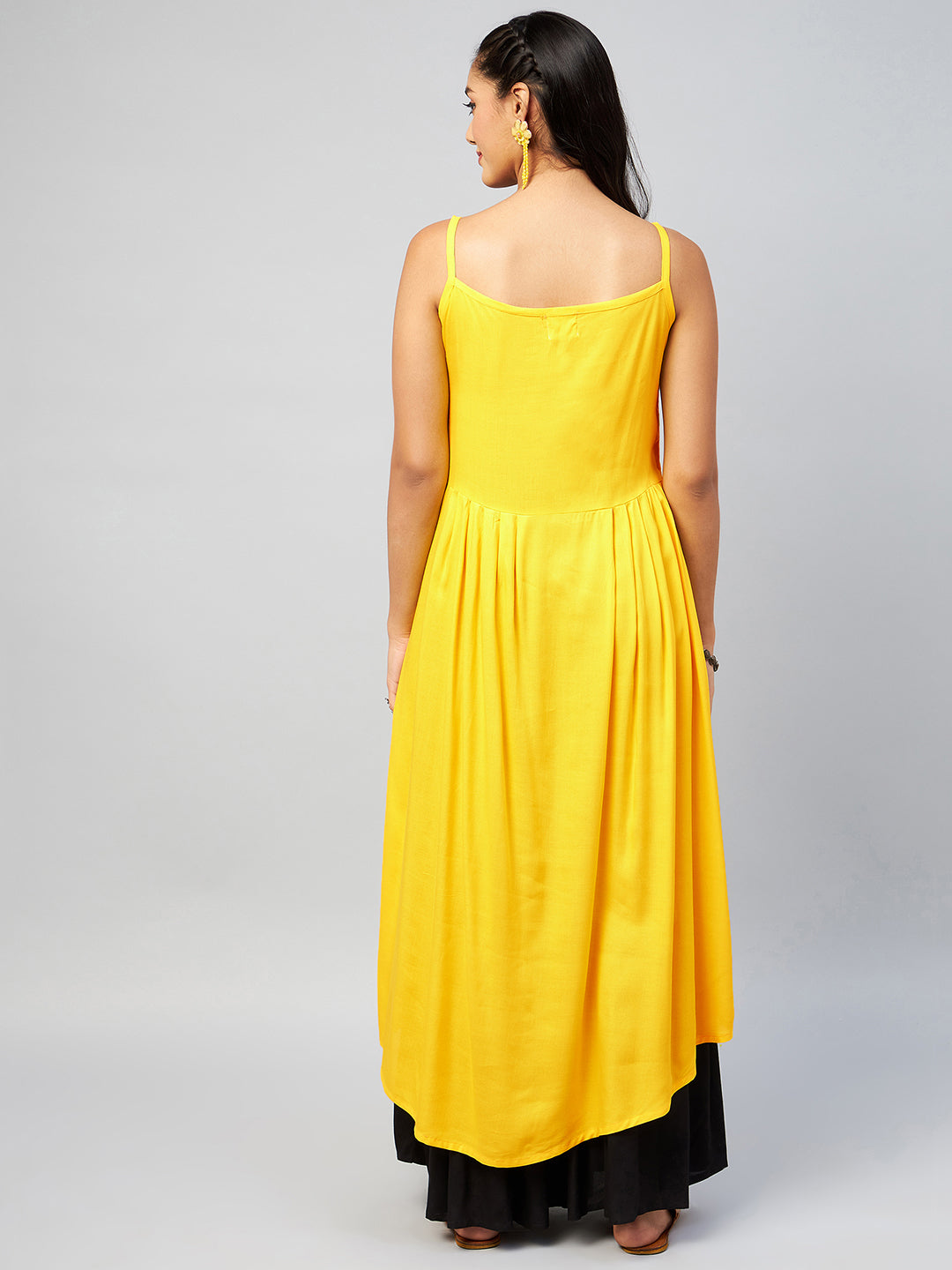 InWeave Women's Solid Yellow Strappy Kurta - Distacart