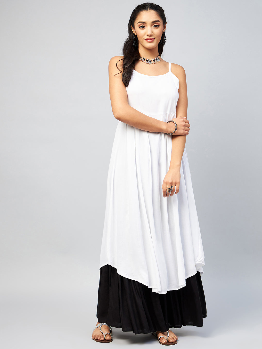 InWeave Women's Solid White Strappy Kurta - Distacart