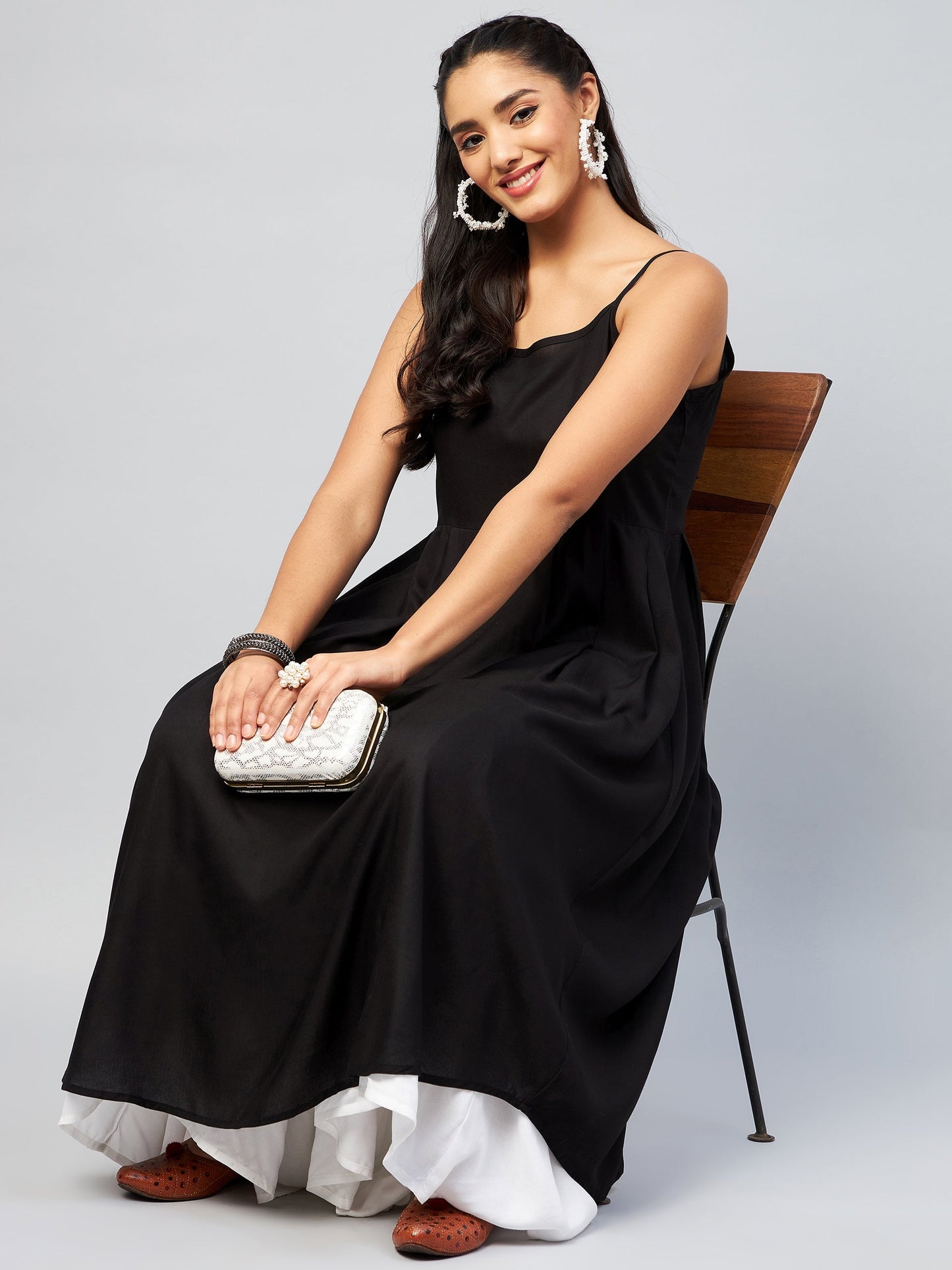 InWeave Women's Solid Black Strappy Kurta - Distacart