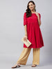 InWeave Women's Ruby Red Chikankari Anarkali Kurta - Distacart