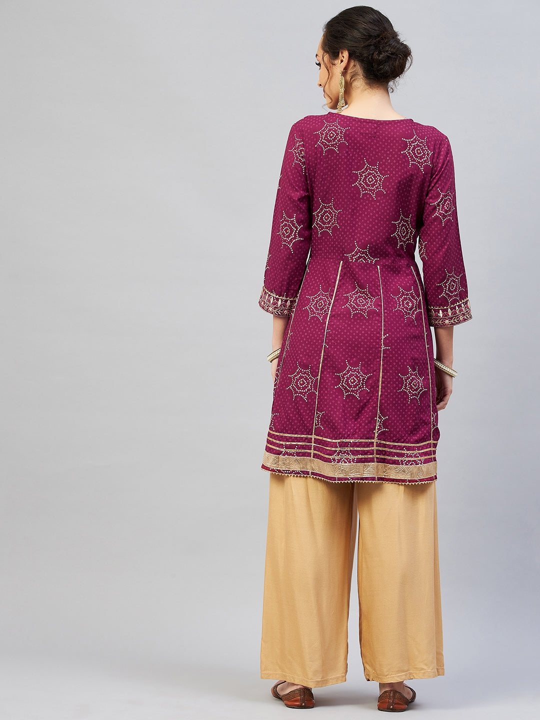 InWeave Women's Wine Gota Mirror Kurta - Distacart