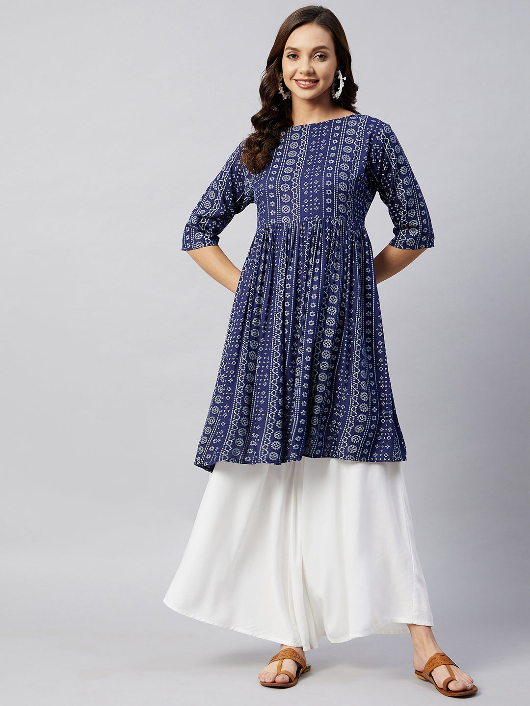 InWeave Women's Blue Bandhani Shrot Anarkali Kurta - Distacart