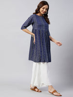 Thumbnail for InWeave Women's Blue Bandhani Shrot Anarkali Kurta - Distacart