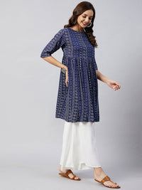Thumbnail for InWeave Women's Blue Bandhani Shrot Anarkali Kurta - Distacart