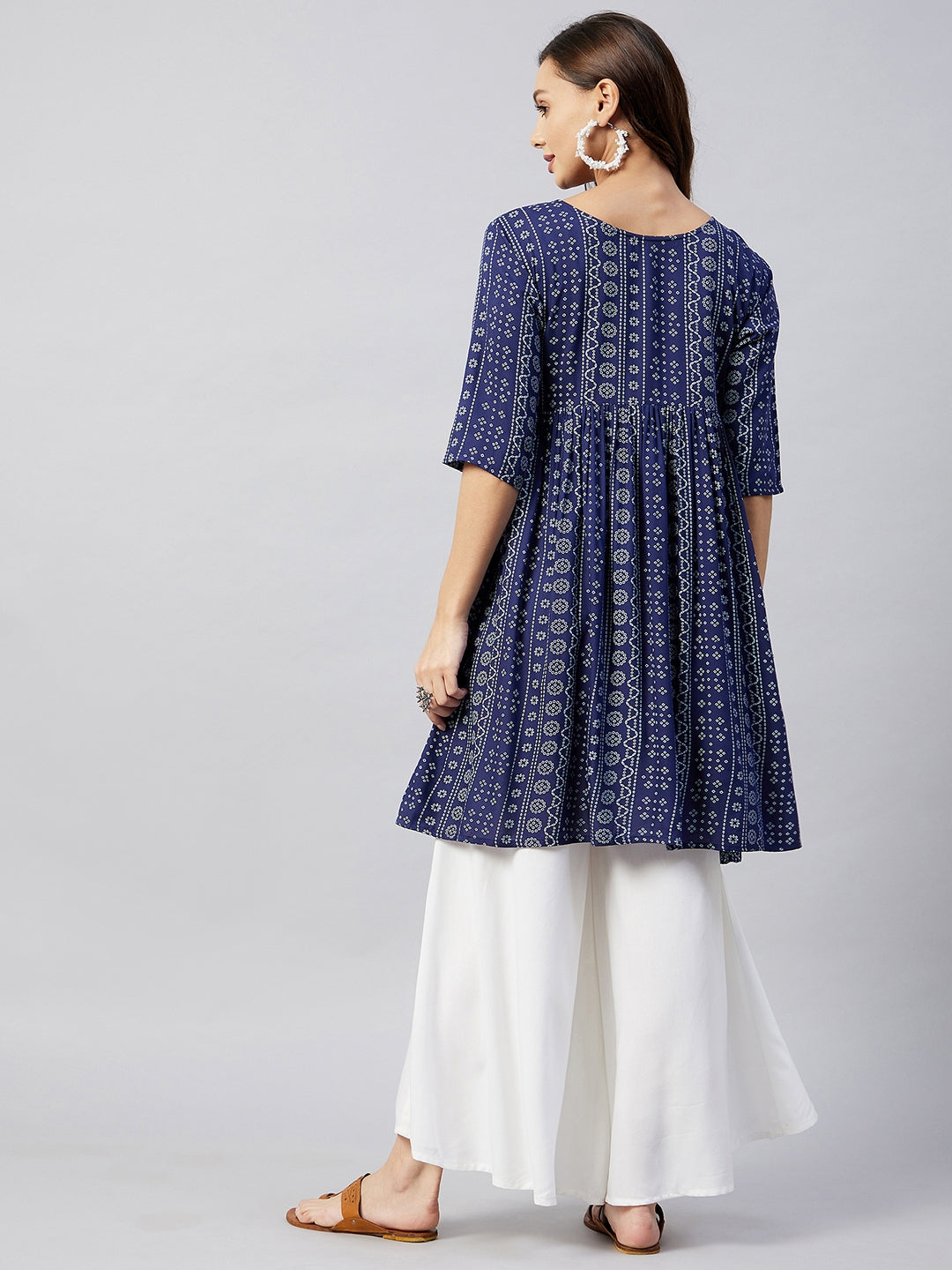 InWeave Women's Blue Bandhani Shrot Anarkali Kurta - Distacart