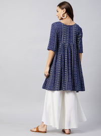 Thumbnail for InWeave Women's Blue Bandhani Shrot Anarkali Kurta - Distacart