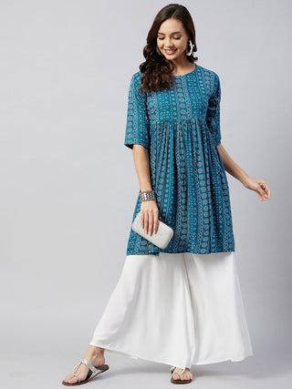 InWeave Women's Ocean Bandhani Shrot Anarkali Kurta - Distacart
