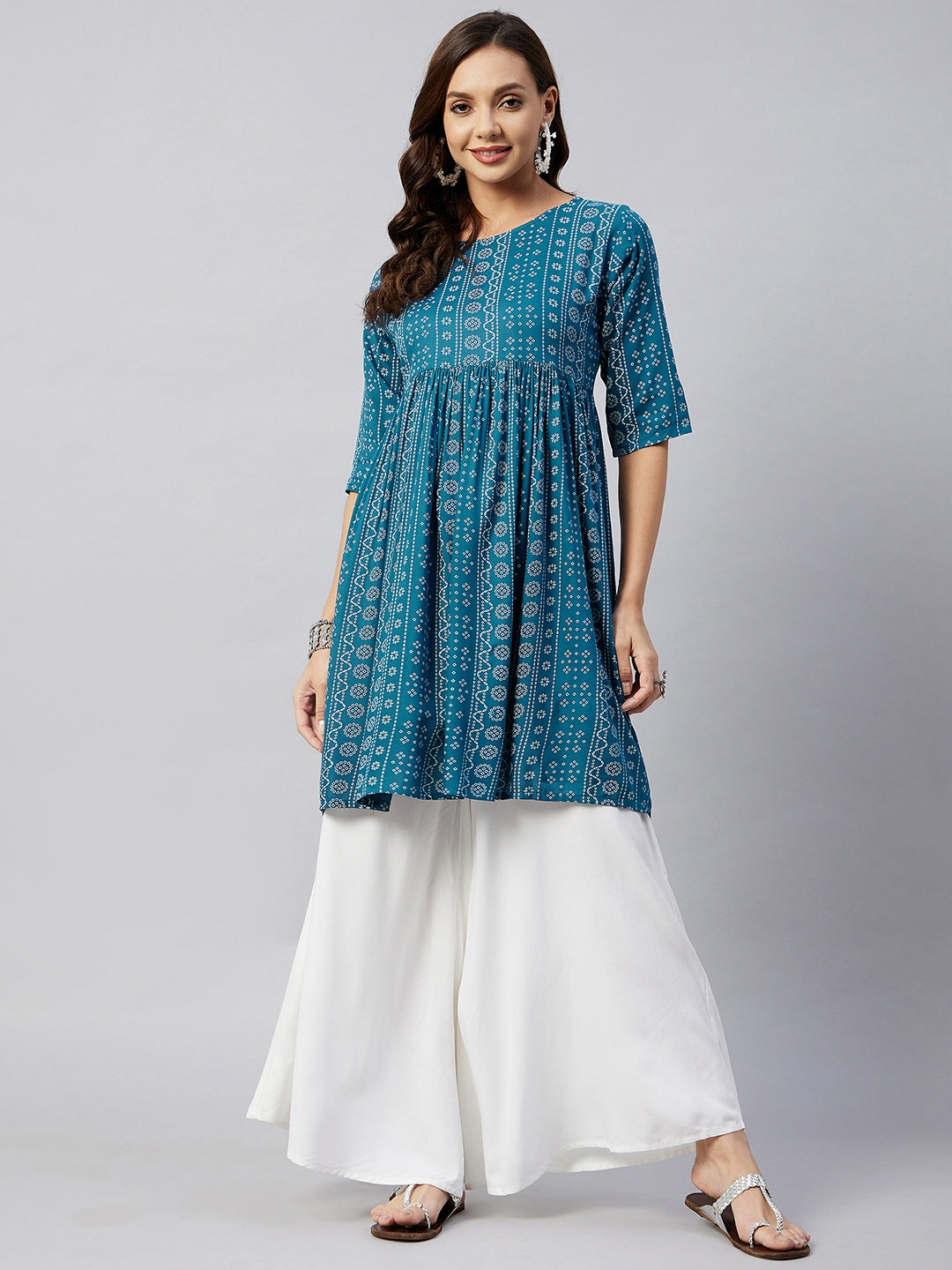 InWeave Women's Ocean Bandhani Shrot Anarkali Kurta - Distacart