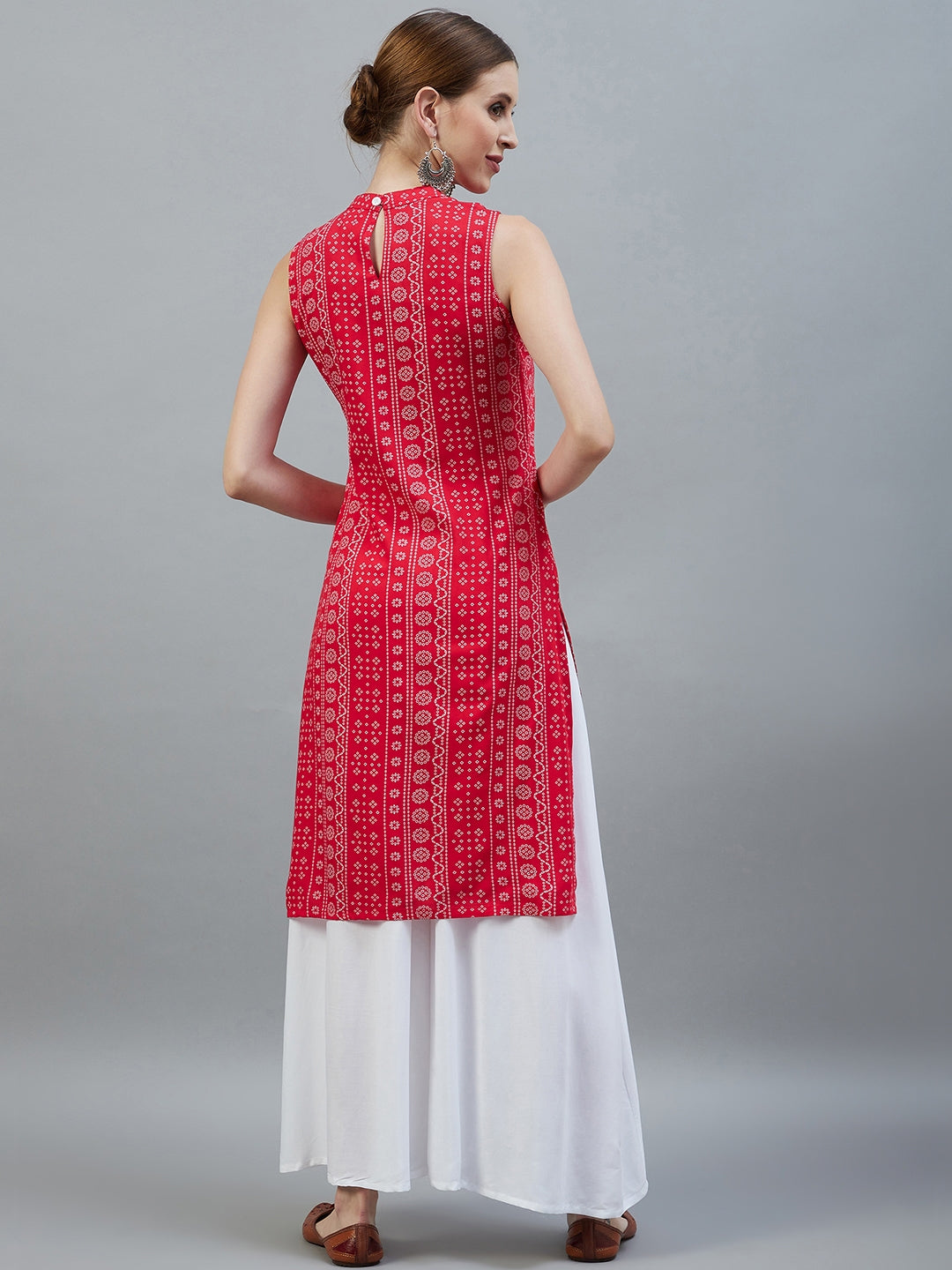 InWeave Women's Red Bandhej Halter Kurta - Distacart