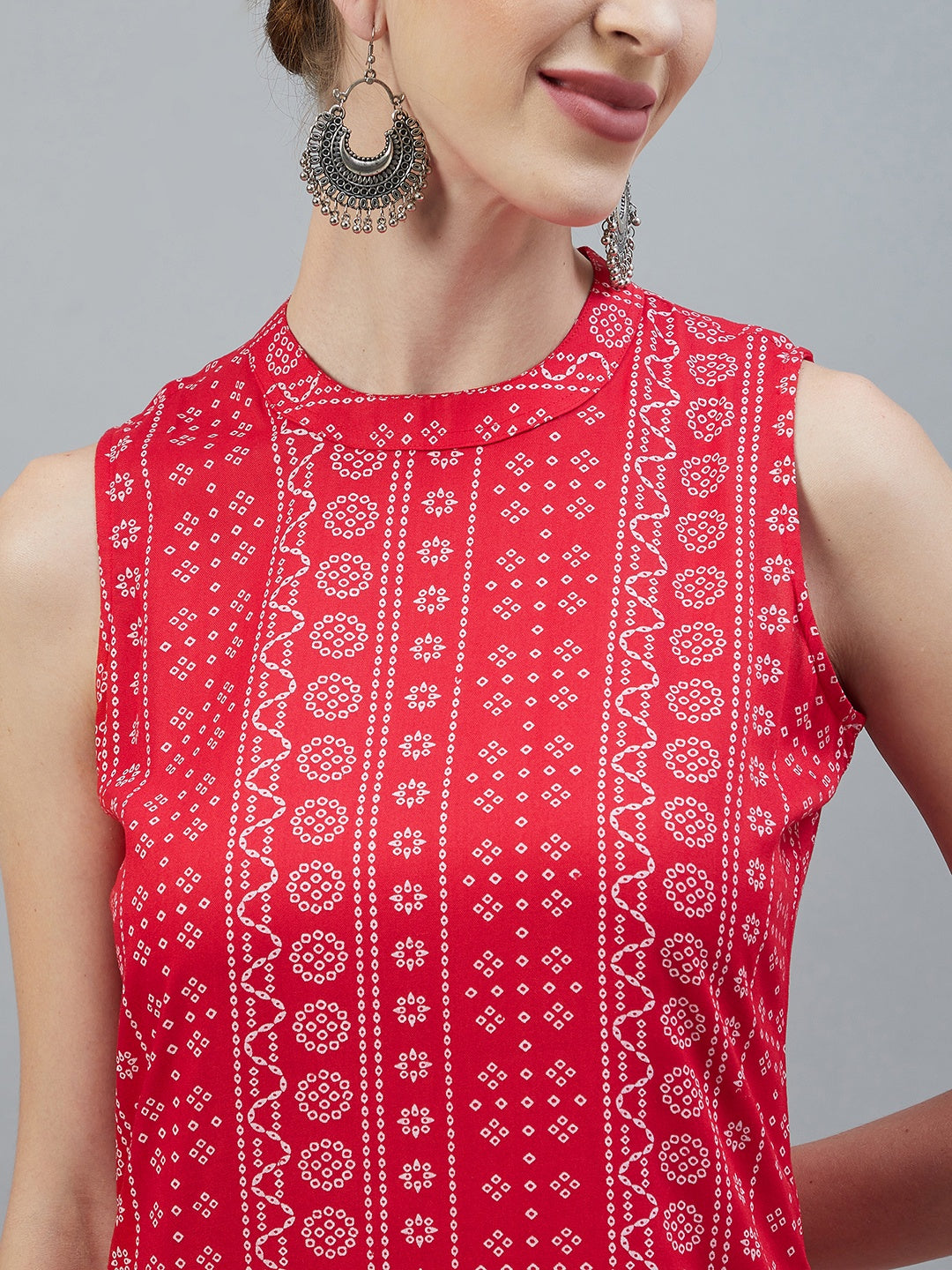 InWeave Women's Red Bandhej Halter Kurta - Distacart