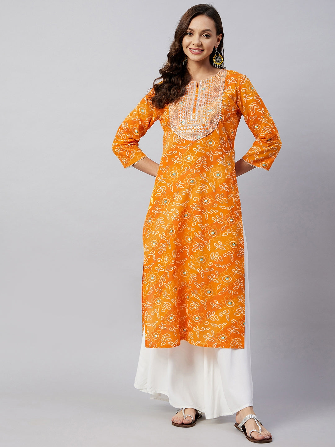 InWeave Women's Canary Orange Work Straight Kurta - Distacart