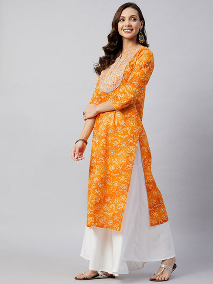 InWeave Women's Canary Orange Work Straight Kurta - Distacart