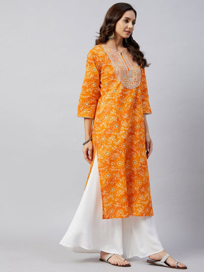 InWeave Women's Canary Orange Work Straight Kurta - Distacart