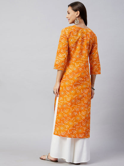 InWeave Women's Canary Orange Work Straight Kurta - Distacart