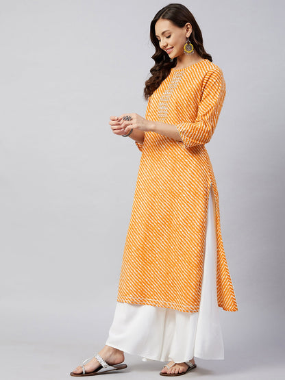 InWeave Women's Mustard Lehriya Work Kurta - Distacart