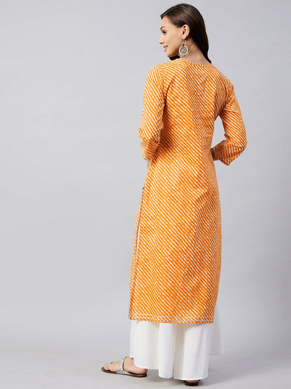 InWeave Women's Mustard Lehriya Work Kurta - Distacart