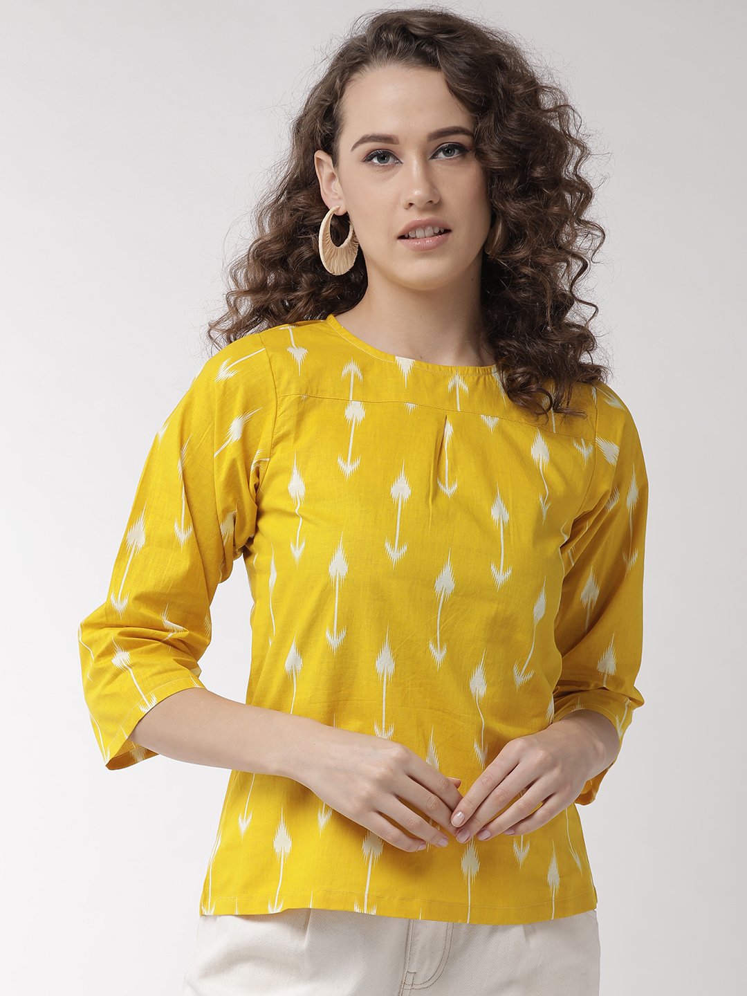InWeave Women's Yellow Arrow Top - Distacart