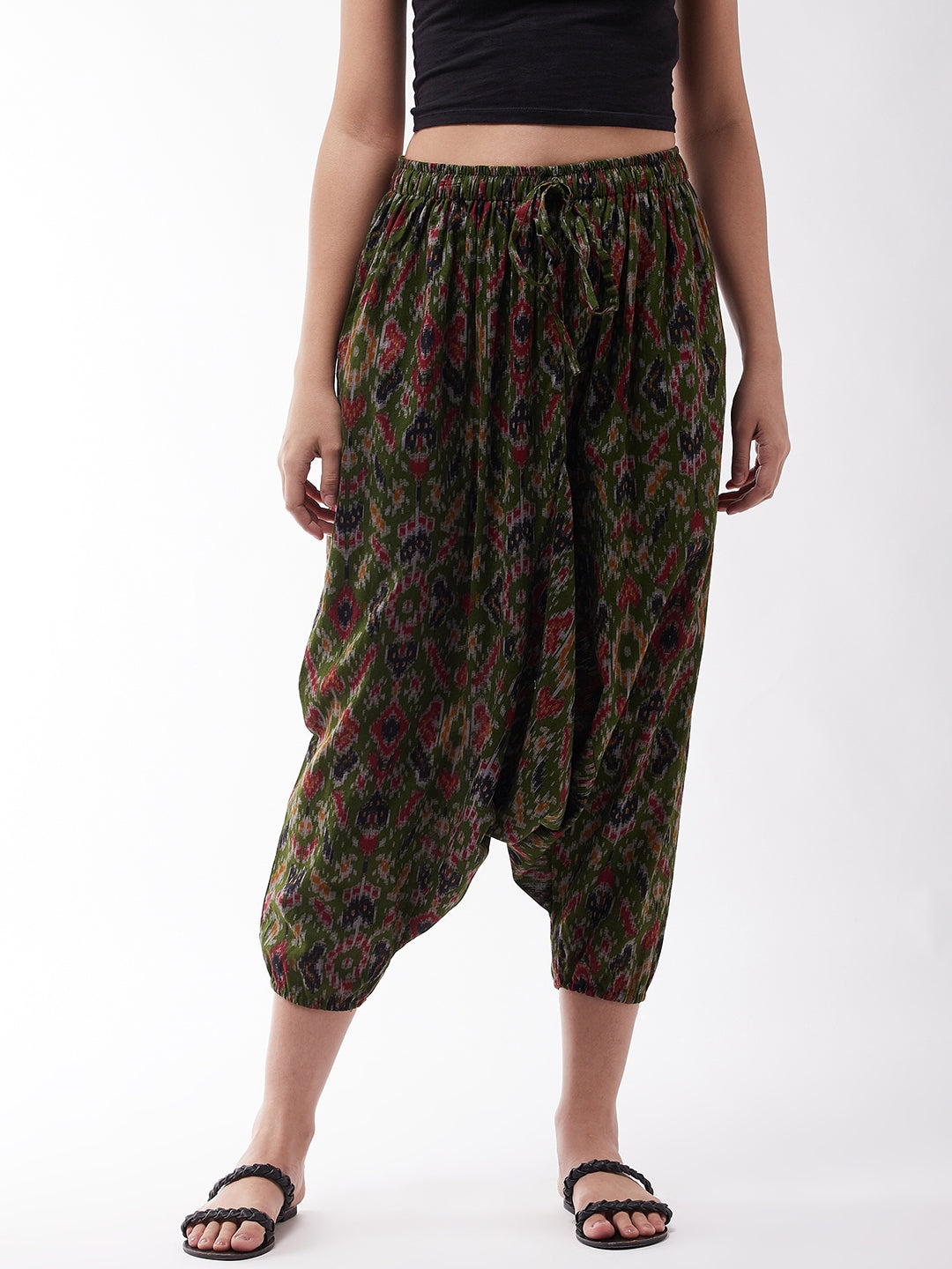 InWeave Women's Green Ikkat Harem Pant - Distacart