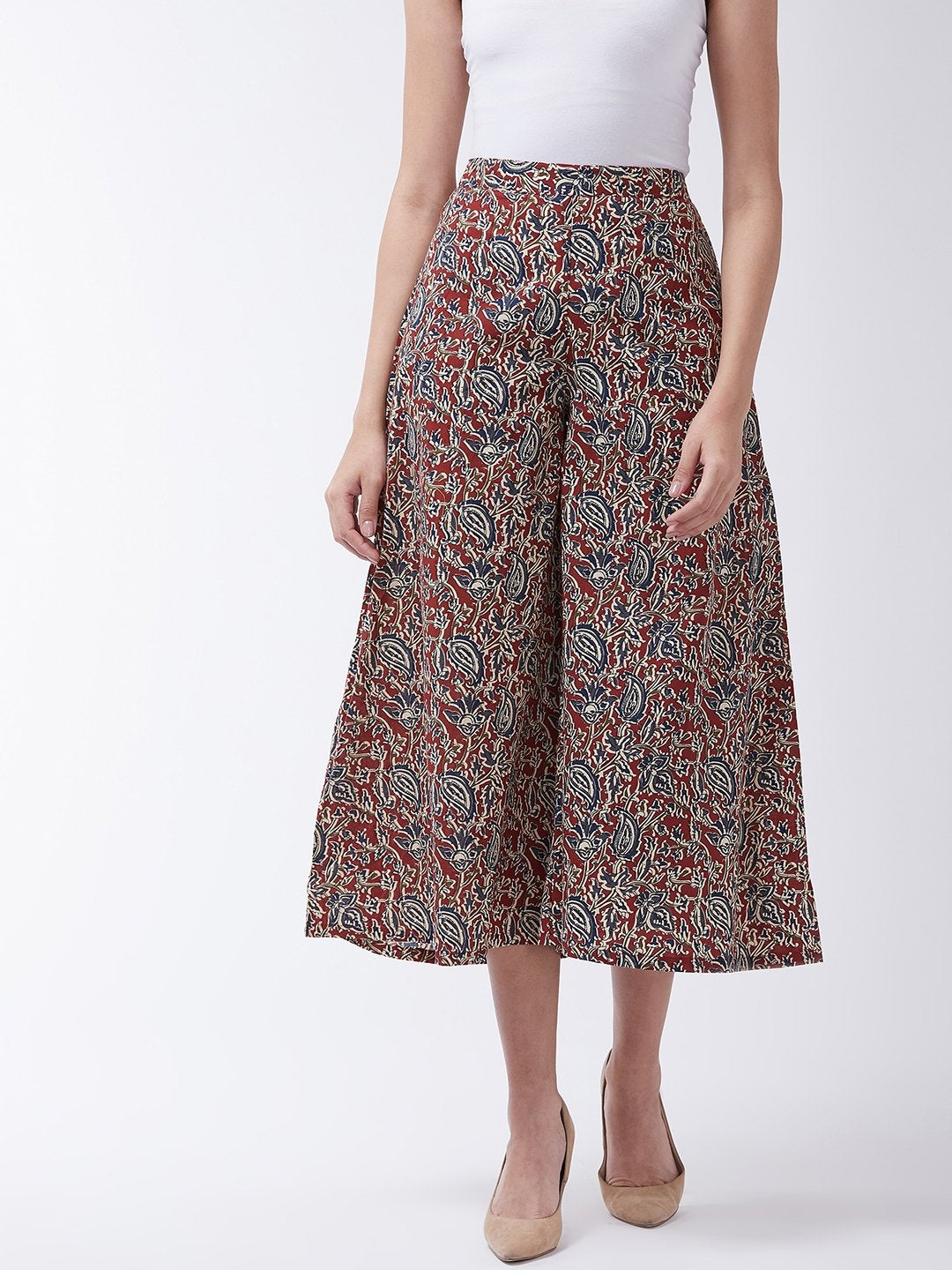 InWeave Women's Maroon Kalamkari Palazzo - Distacart