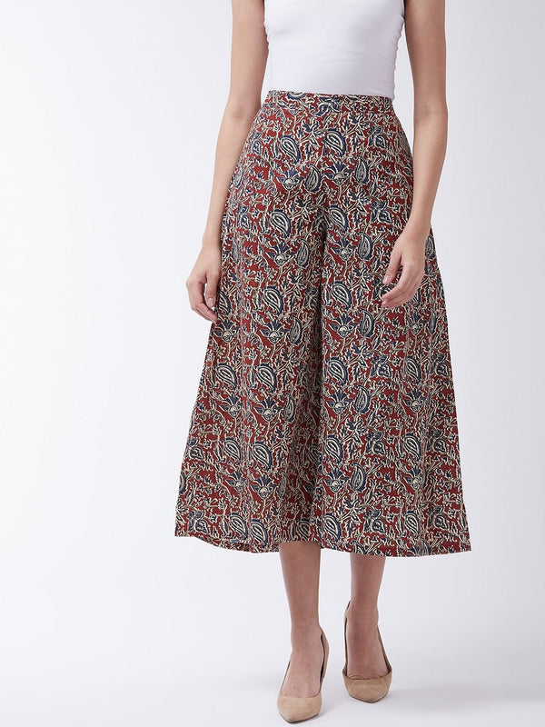InWeave Women's Maroon Kalamkari Palazzo - Distacart