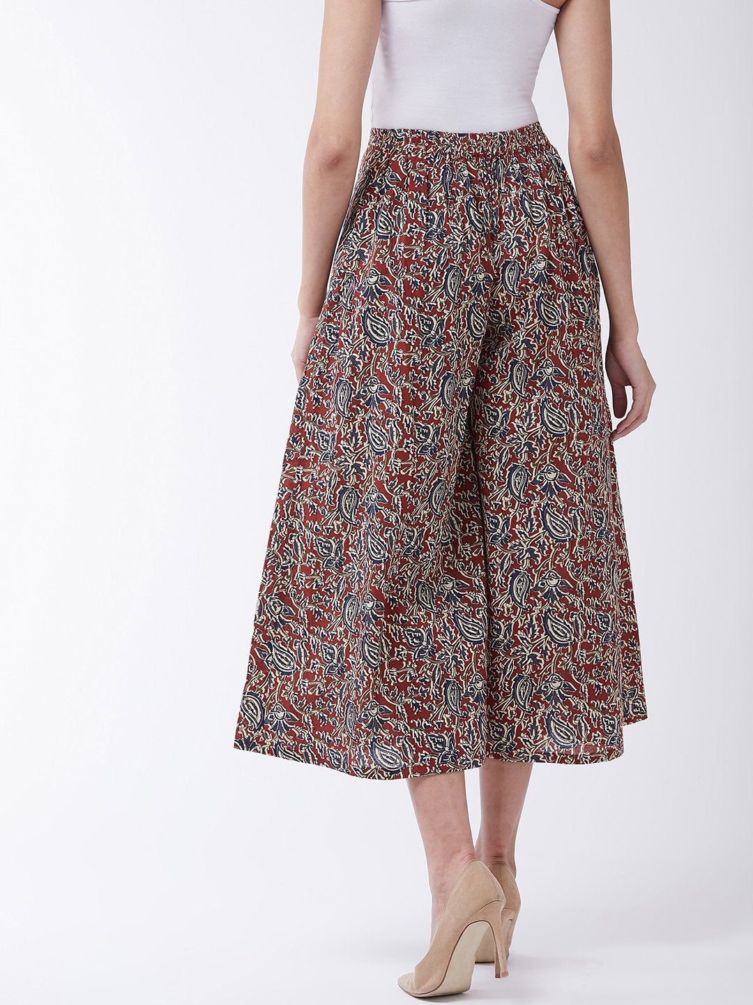 InWeave Women's Maroon Kalamkari Palazzo - Distacart