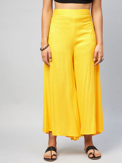 InWeave Women's Solid Yellow Palazzo - Distacart