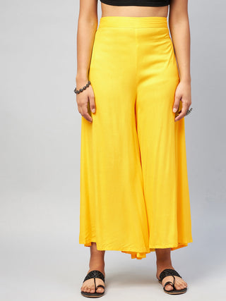 InWeave Women's Solid Yellow Palazzo - Distacart