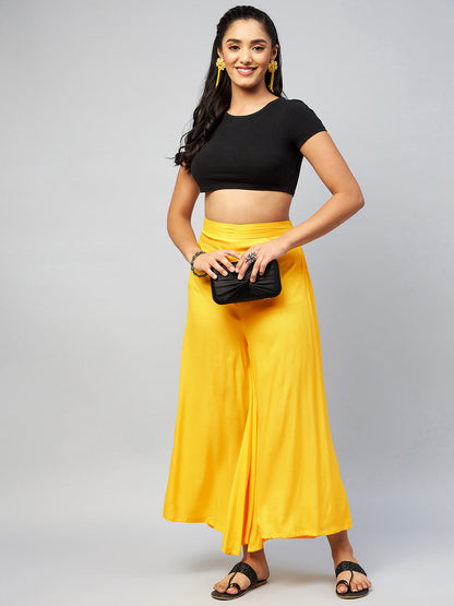 InWeave Women's Solid Yellow Palazzo - Distacart