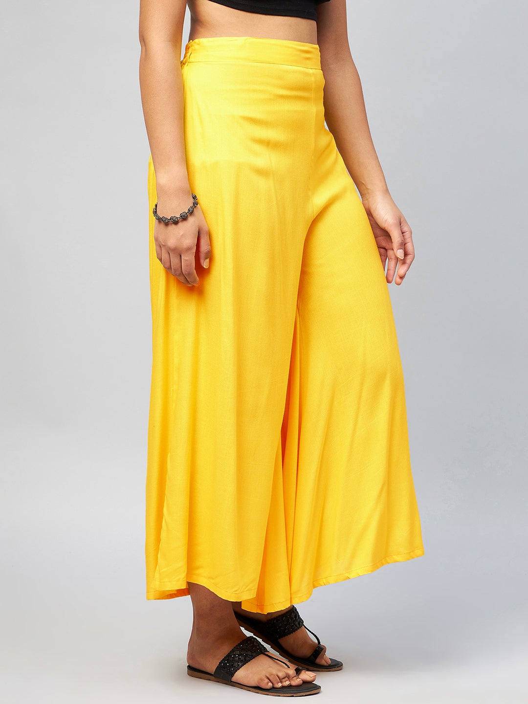 InWeave Women's Solid Yellow Palazzo - Distacart