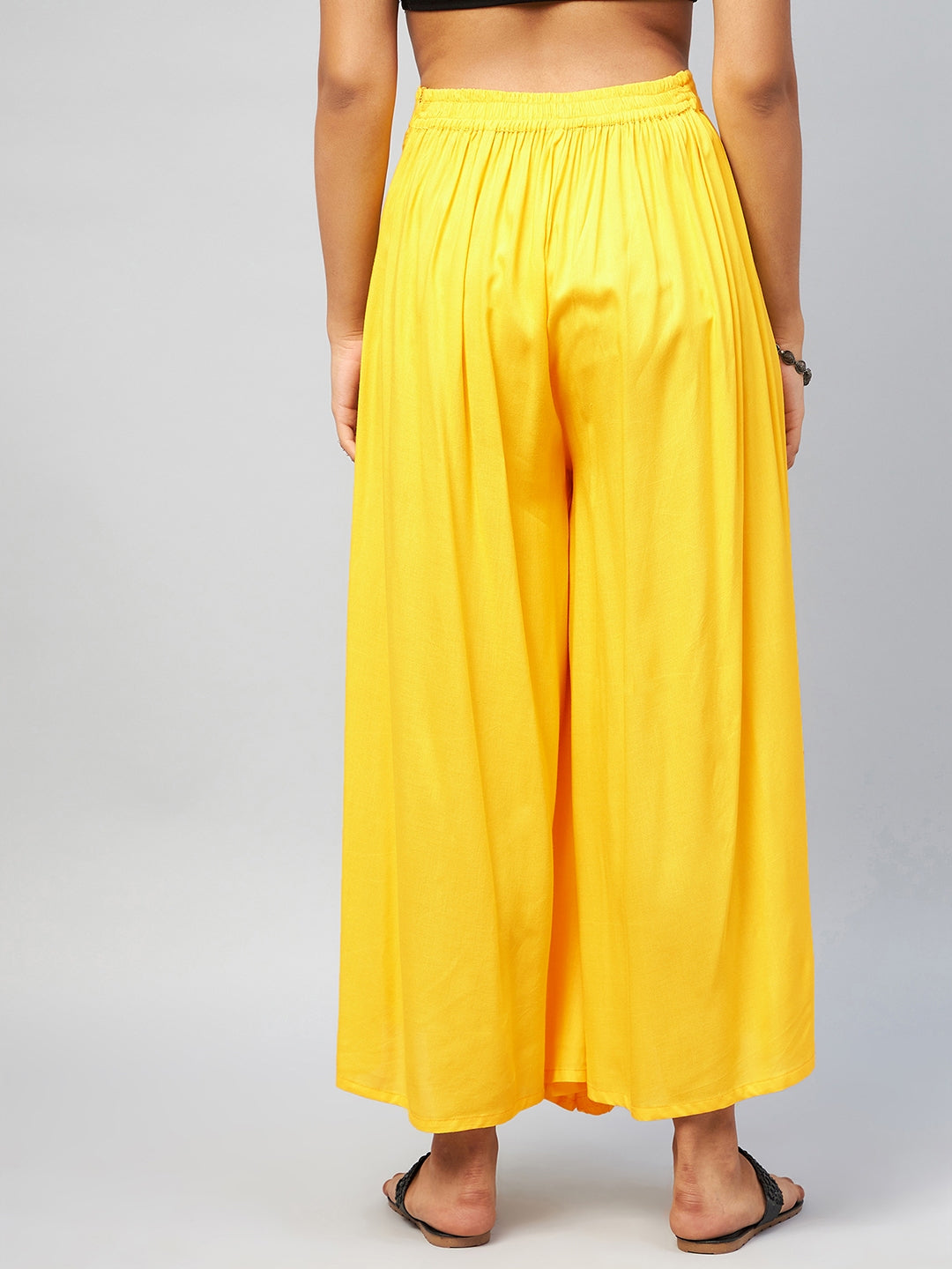InWeave Women's Solid Yellow Palazzo - Distacart