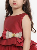 Thumbnail for NOZ2TOZ Maroon Solid Fit And Flare Dress For Girls - Distacart