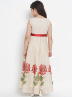 Thumbnail for NOZ2TOZ Beige Printed Maxi Dress For Girls - Distacart