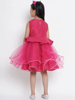 Thumbnail for NOZ2TOZ Fuchsia Pink Embellished Fit And Flare Dress For Girls - Distacart