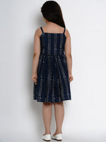 Thumbnail for NOZ2TOZ Navy Blue Printed Fit And Flare Dress For Girls - Distacart