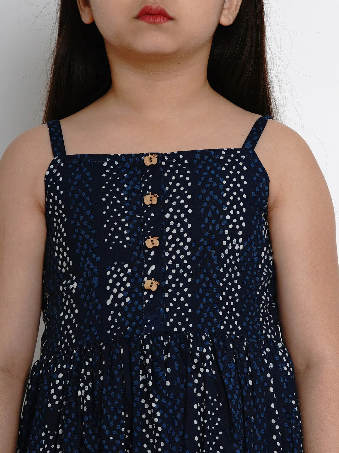 NOZ2TOZ Navy Blue Printed Fit And Flare Dress For Girls - Distacart