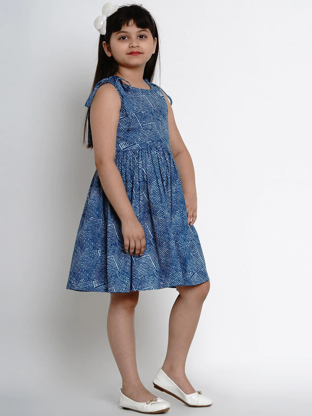 NOZ2TOZ Blue Printed Fit And Flare Dress For Girls - Distacart