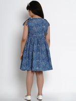 Thumbnail for NOZ2TOZ Blue Printed Fit And Flare Dress For Girls - Distacart