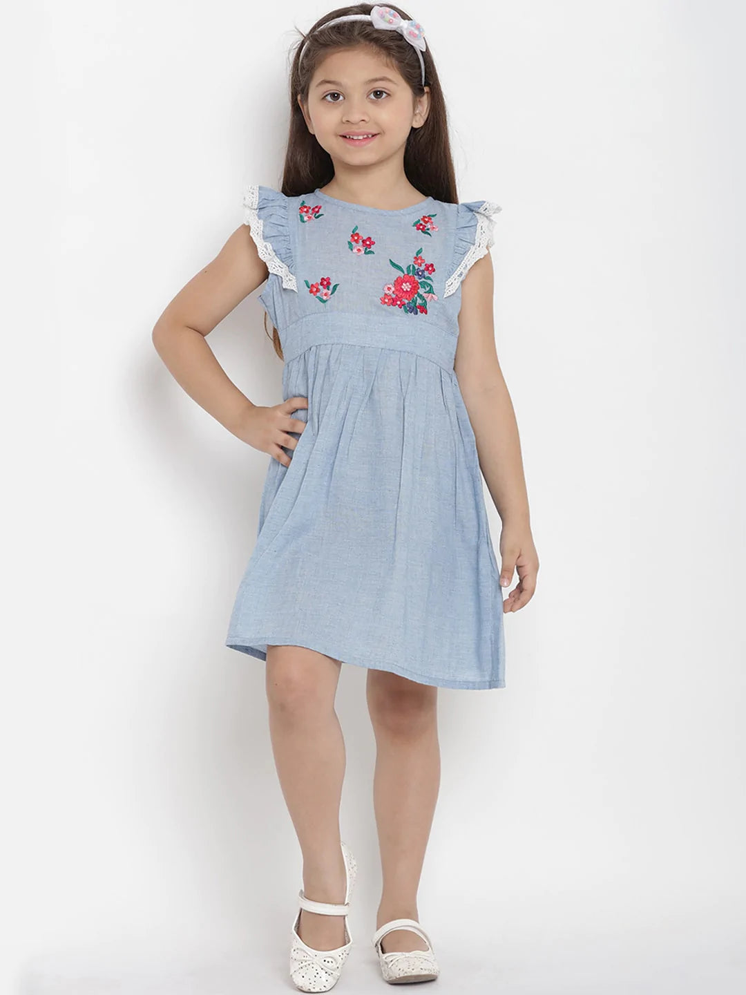 NOZ2TOZ Blue Solid Fit And Flare Dress For Girls - Distacart