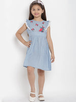 Thumbnail for NOZ2TOZ Blue Solid Fit And Flare Dress For Girls - Distacart