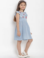 Thumbnail for NOZ2TOZ Blue Solid Fit And Flare Dress For Girls - Distacart