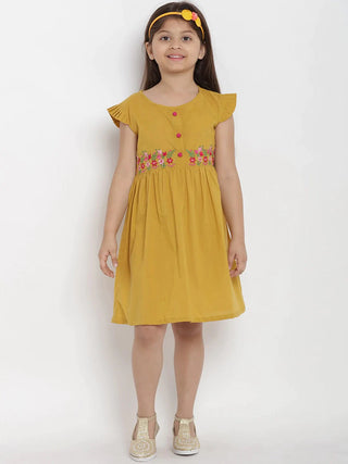 NOZ2TOZ Mustard Empire Dress For Girls - Distacart