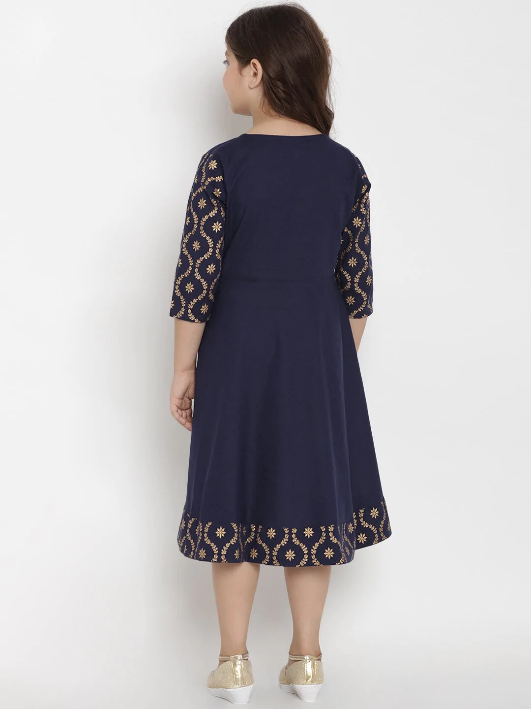 NOZ2TOZ Navy Blue Solid A-Line Dress For Girls - Distacart