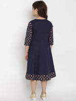 Thumbnail for NOZ2TOZ Navy Blue Solid A-Line Dress For Girls - Distacart