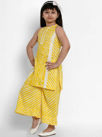 Thumbnail for NOZ2TOZ Yellow & White Printed Kurta & Palazzo Set For Girls - Distacart